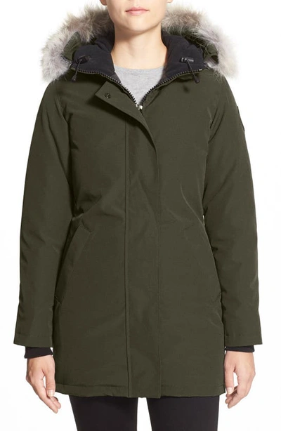 Shop Canada Goose Victoria Down Parka With Genuine Coyote Fur Trim In Military Green