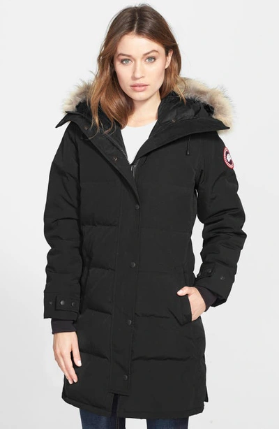 Shop Canada Goose Shelburne Genuine Coyote Fur Trim Down Parka In Black