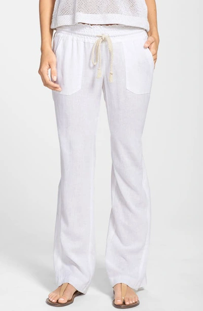 Shop Roxy Oceanside Linen Blend Beach Pants In Sea Salt