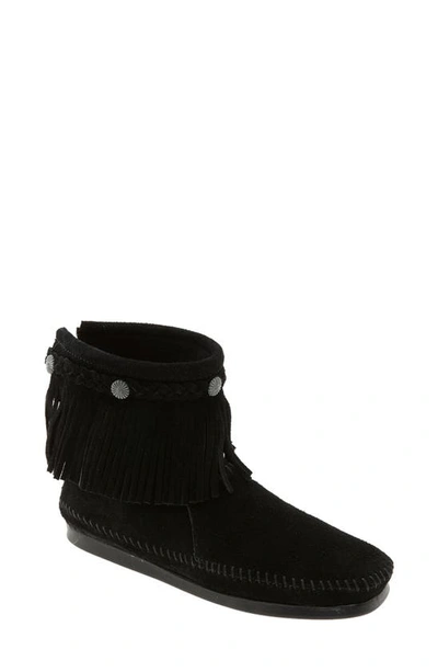 Shop Minnetonka Fringe Bootie In Black