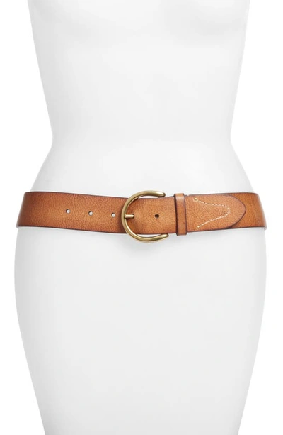 Shop Frye Campus Leather Belt In Tan