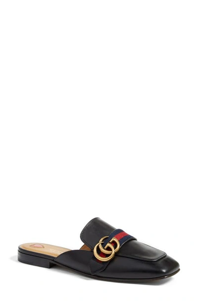 Shop Gucci Loafer Mule In Black Leather