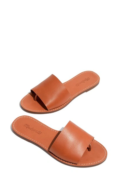 Shop Madewell Boardwalk Post Slide Sandal In Desert Camel Leather