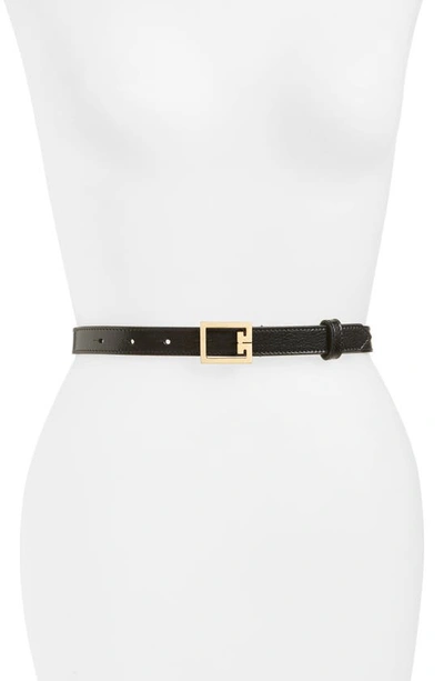 Shop Givenchy 2g Buckle Leather Belt In Black/ Gold