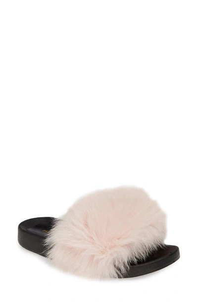 Shop Patricia Green Foxy Genuine Fox Fur Slipper In Powder Pink Fur