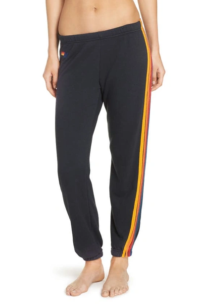 Shop Aviator Nation Stripe Sweatpants In Charcoal