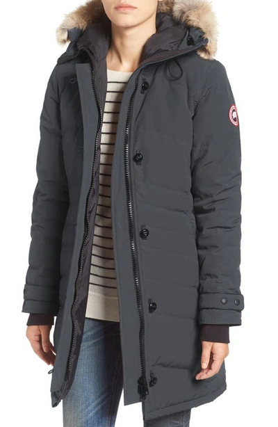 Shop Canada Goose Lorette Hooded Down Parka With Genuine Coyote Fur Trim In Graphite