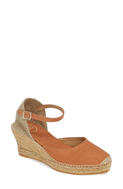 Shop Toni Pons 'caldes' Linen Wedge Sandal In Rust Fabric