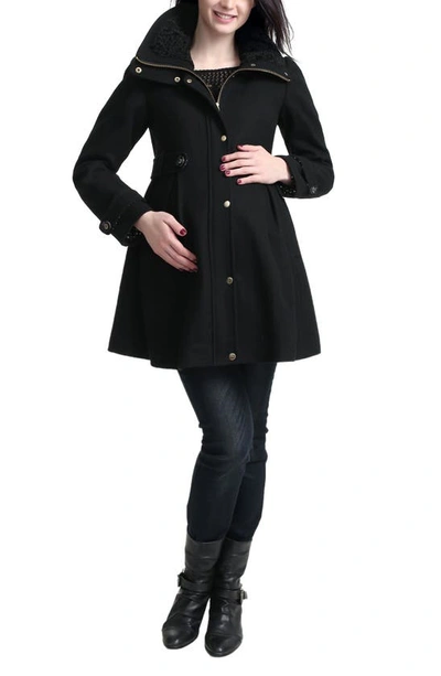 Shop Kimi And Kai Olivia Wool Blend Maternity Coat In Black