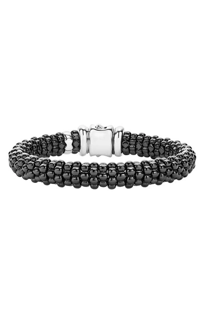 Lagos Medium Caviar Ceramic 9mm Bracelet In Black Caviar
