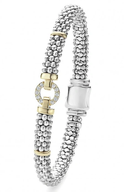 Shop Lagos Enso Diamond Bracelet In Silver/ Gold