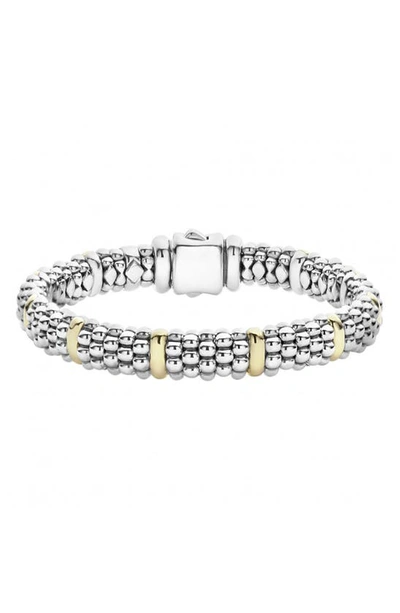 Lagos Sterling Silver Caviar Rope Bracelet With 18k Gold In Silver/ Gold