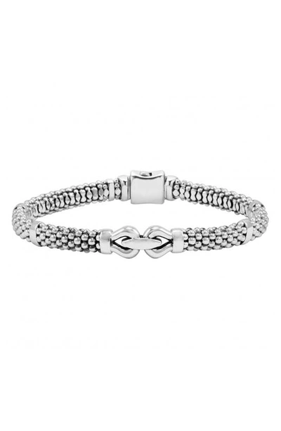 Lagos Derby Small Buckle Sterling Silver Caviar Bracelet In Sterling Silver