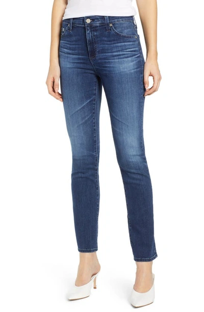 Shop Ag Mari High Waist Slim Straight Leg Jeans In 05 Year Blue Essence