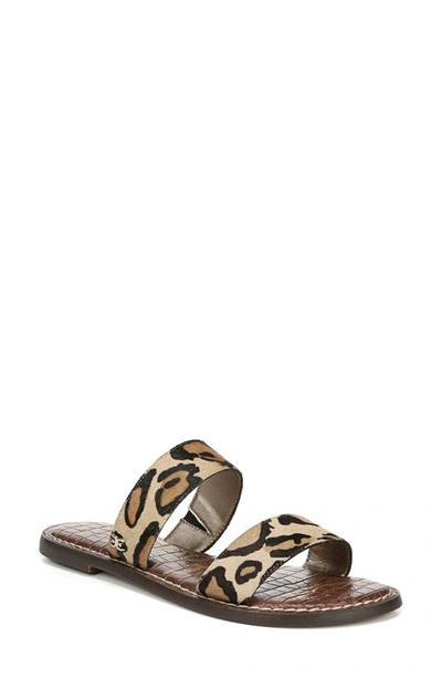 Shop Sam Edelman Gala Two Strap Genuine Calf Hair Slide Sandal In Leopard Calf Hair