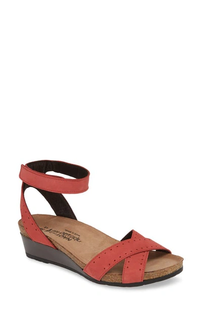 Shop Naot Wand Wedge Sandal In Brick Red