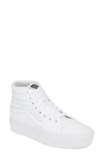 Vans Sk8 Hi Sneakers To Boot In Solid Colors In True White/ True White