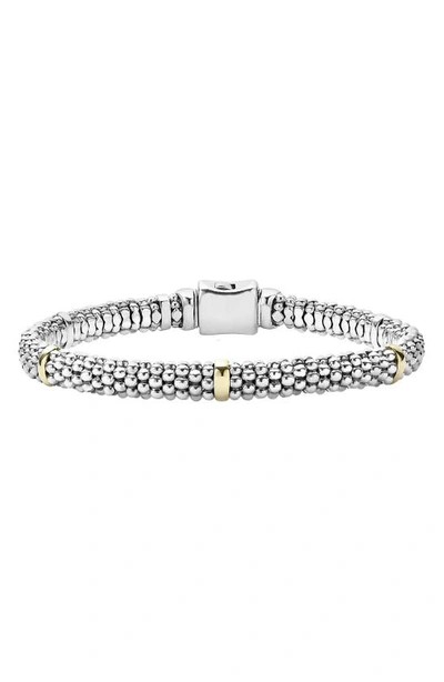 Shop Lagos Caviar Rope Station Bracelet In Sterling Silver / Gold