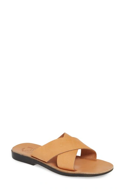 Shop Jerusalem Sandals Isla Slide Sandal In Tan Leather