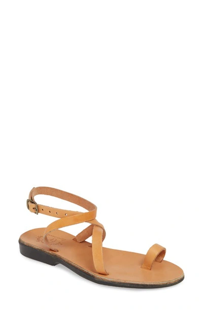 Shop Jerusalem Sandals Mara Toe Loop Sandal In Tan Leather