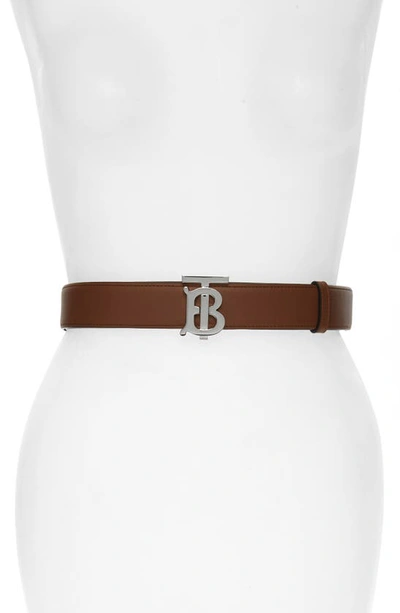Shop Burberry Monogram Motif Reversible Leather Belt In Malt Brown/ Black