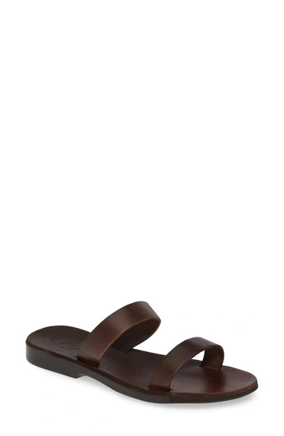 Shop Jerusalem Sandals Ada Slide Sandal In Brown Leather