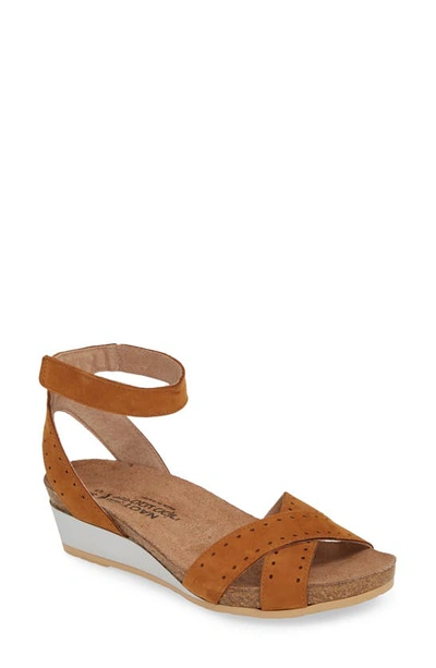 Shop Naot Wand Wedge Sandal In Amber