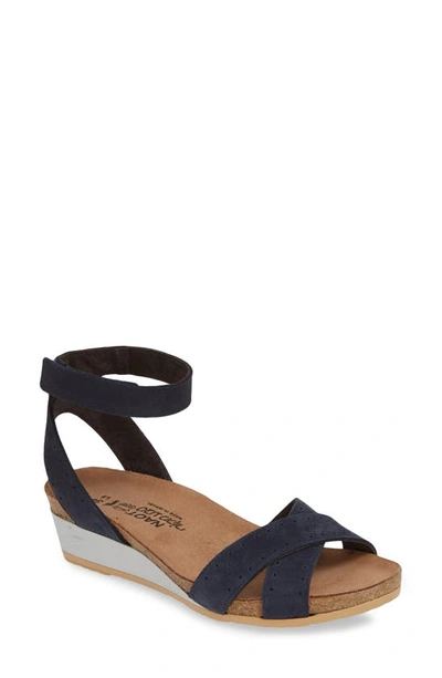Shop Naot Wand Wedge Sandal In Navy