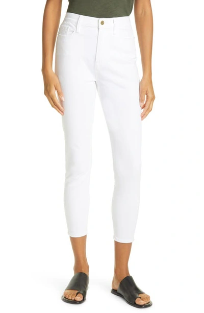 Shop Frame Ali High Waist Cigarette Crop Skinny Jeans In Blanc