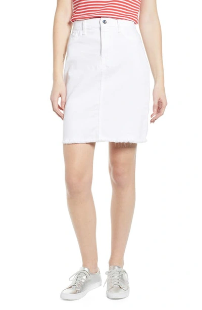 Shop Jen7 By 7 For All Mankind Frayed Hem Denim Pencil Skirt In White