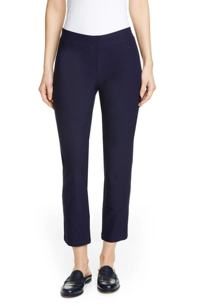 Shop Eileen Fisher Stretch Crepe Slim Ankle Pants In Midnight