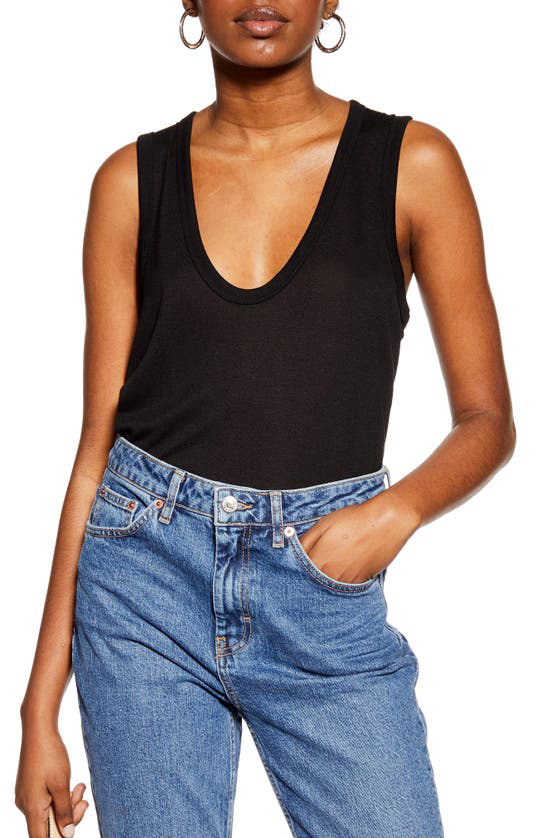 Topshop U-neck Tank In Black | ModeSens