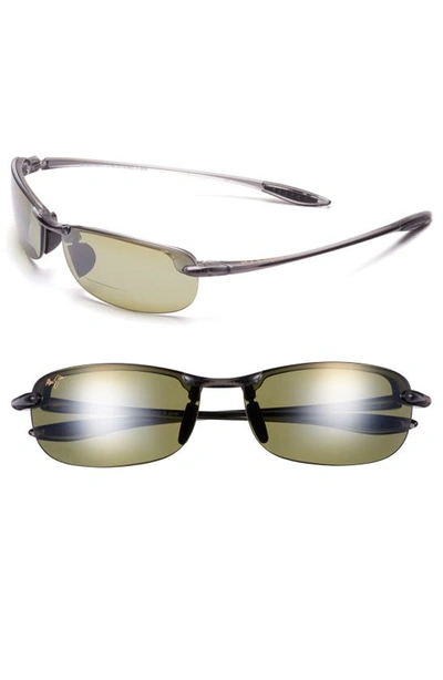 Shop Maui Jim Makaha 64mm Polarized Oversize Round Sunglasses In Smoke Grey