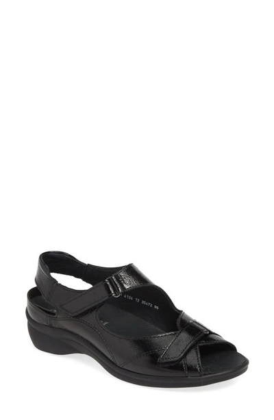 Shop Ara Maya Two-strap Sandal In Black Vernice Patent Leather