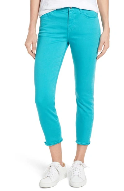 Shop Jen7 By 7 For All Mankind Fray Hem Crop Skinny In Turquoise