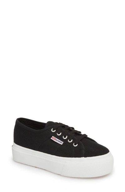Shop Superga Acot Linea Platform Sneaker In Black/ White