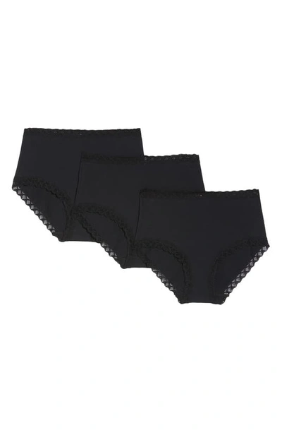 Shop Natori 3-pack Cotton Full Briefs In Black