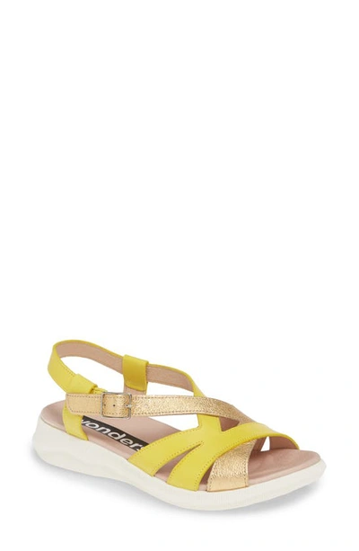 Shop Wonders C-5603 Sandal In Lemon/ Wash Golden Leather