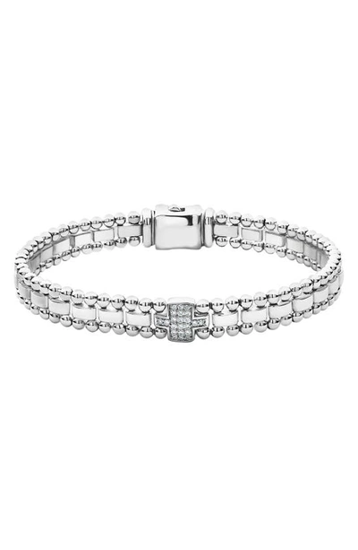 Shop Lagos Caviar Spark Diamond Station Bracelet In Silver/ Diamond