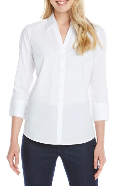 Shop Foxcroft Mary Button-up Blouse In White