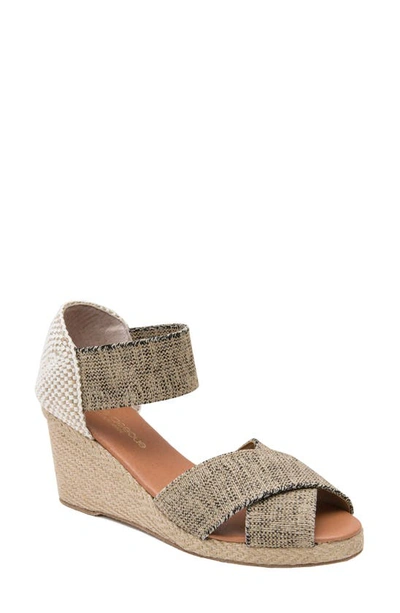 Shop Andre Assous Erika Espadrille Wedge In Black And Beige Fabric