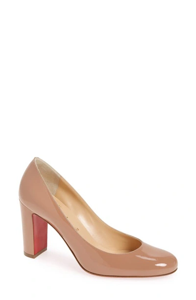 Shop Christian Louboutin Lady Gena Round Toe Pump In Nude Patent