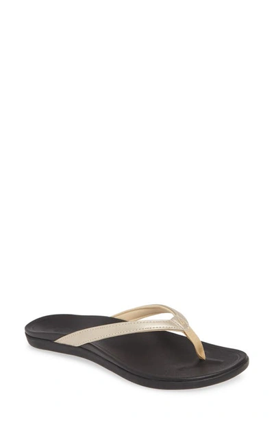 Shop Olukai Ho Opio Flip Flop In Bubbly/ Black Fabric