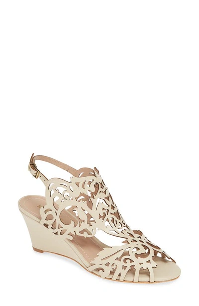 Shop Klub Nico Marcela Laser Cutout Wedge Sandal In Ivory Leather