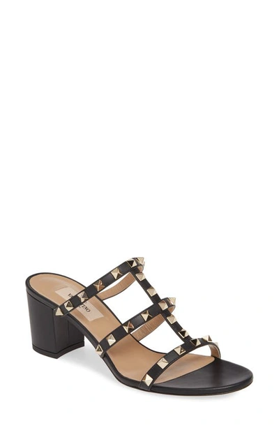 Shop Valentino Rockstud Slide Sandal In Black