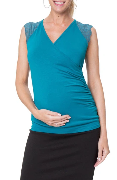 Shop Stowaway Collection Chelsea Maternity/nursing Tank In Teal