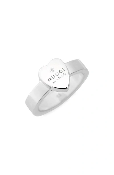 Shop Gucci Trademark Heart Ring In Sterling Silver
