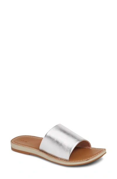 Shop Olukai Nohie 'olu Slide Sandal In Silver/ Tan Leather