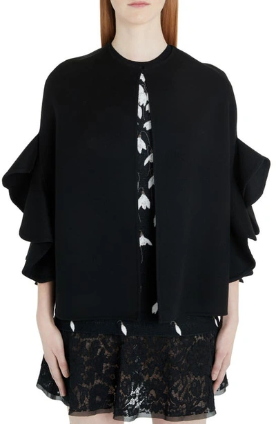 Shop Valentino Ruffled Wool & Cashmere Cape In 0no-black