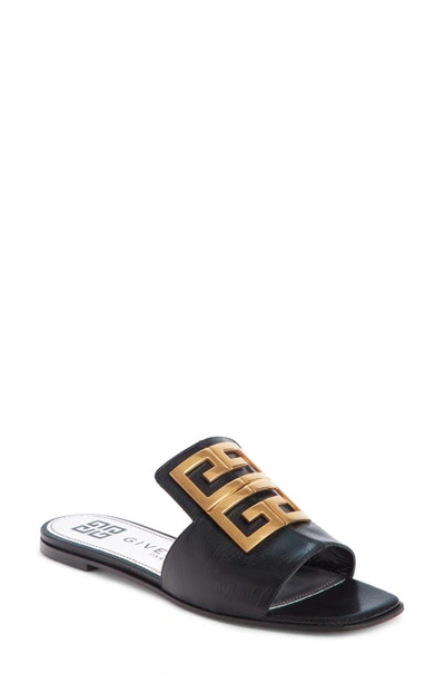 Shop Givenchy 4g Logo Slide Sandal In Black Leather